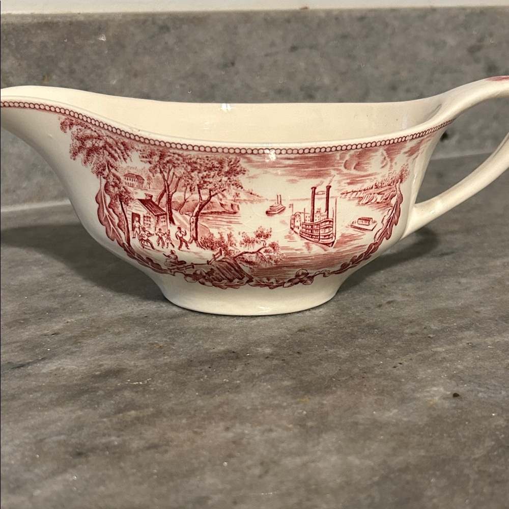 Johnson Bros  Historical Pink   White Gravy Boat